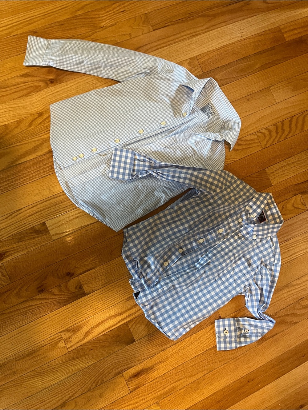 Boys Light Blue & White Button-Down Shirts - Set of 2